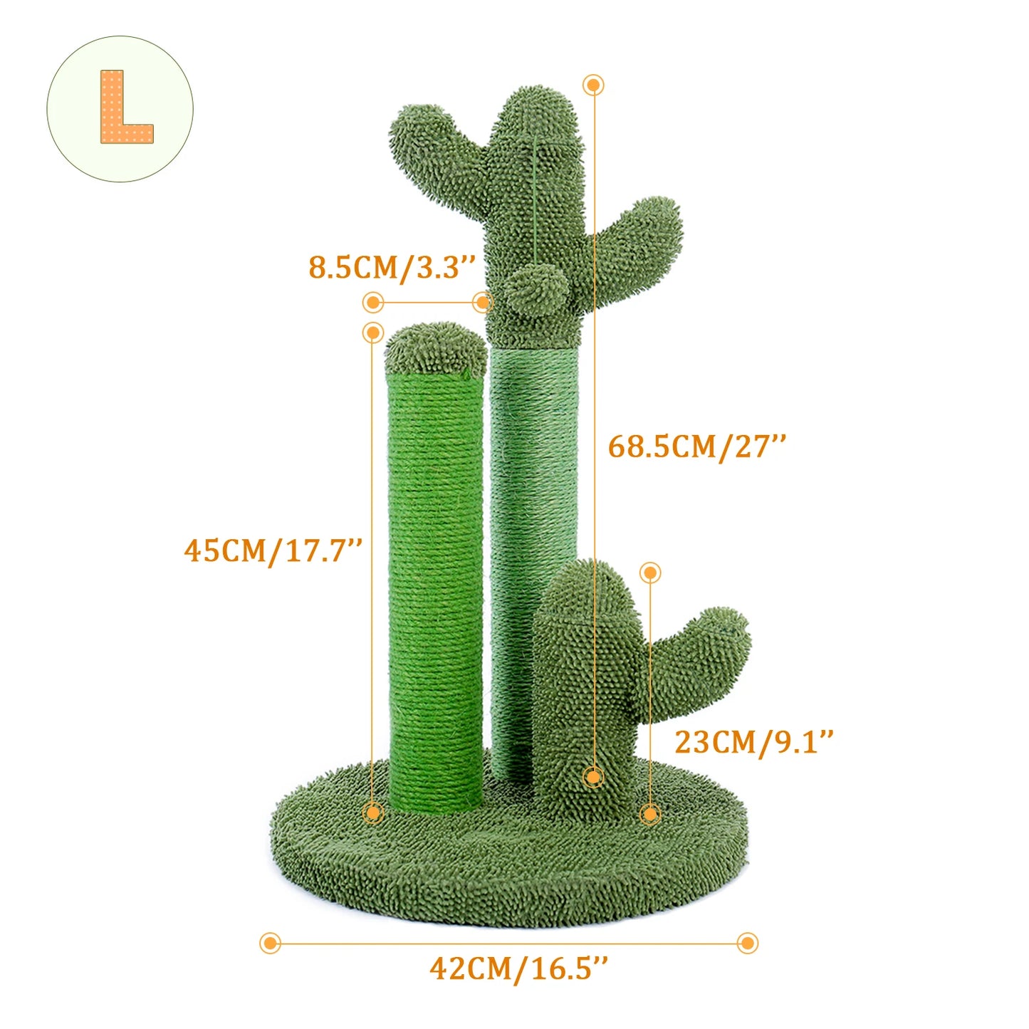 Cactus Cat Scratcher Cat Scratching Post Cactus Cat Scratcher Featuring with 3 Scratching Poles and Interactive Dangling Ball