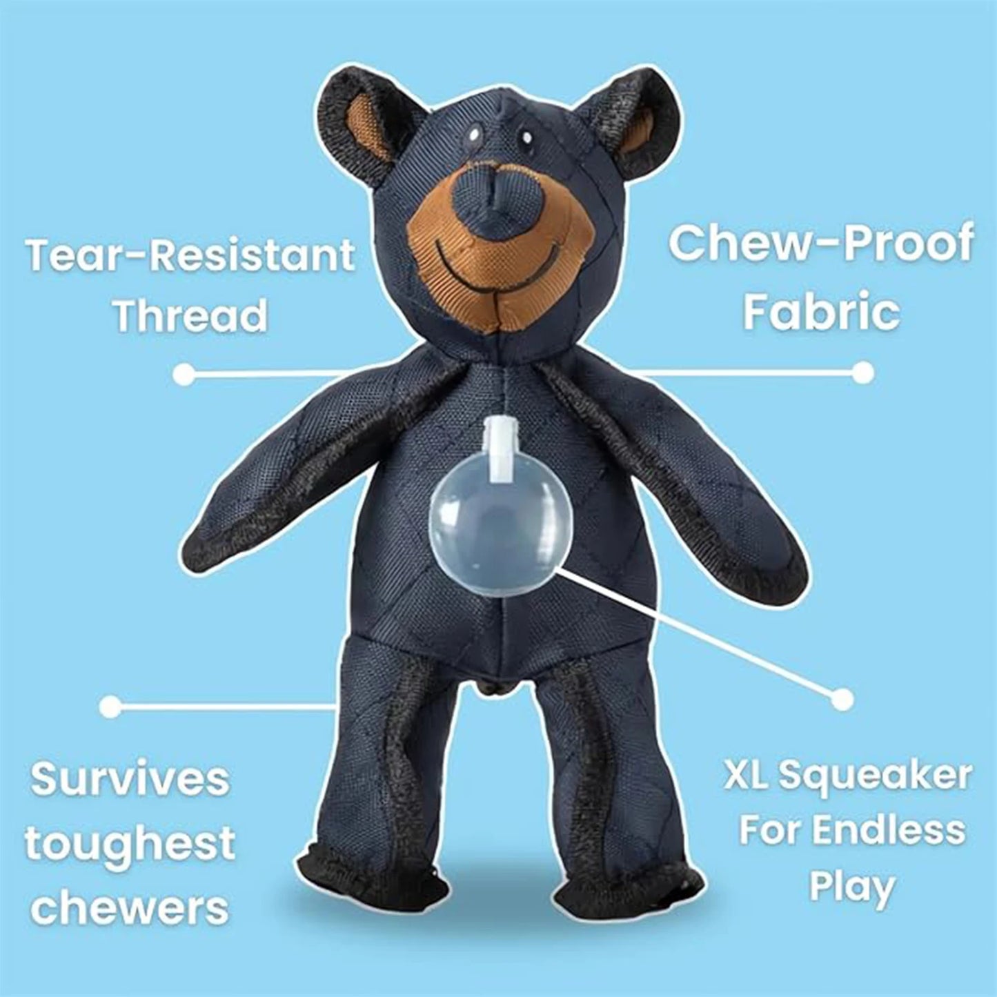 Squeaky Plush Bear Toy for Dog Unbreakable Teddy Extreme Bear Dog Toys Puppy Biting Toys Plush Cute Bear chew Squeaky Dog Toys