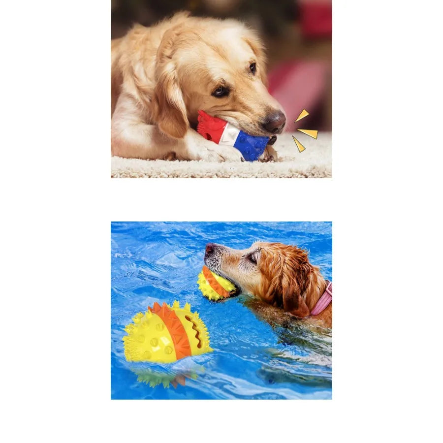 Pet Chew Toy Interactive Treat Toy Squeaky Bounce Toy with Rope for Aggressive Dog Chewers