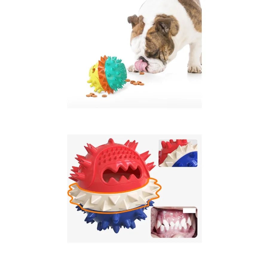 Pet Chew Toy Interactive Treat Toy Squeaky Bounce Toy with Rope for Aggressive Dog Chewers