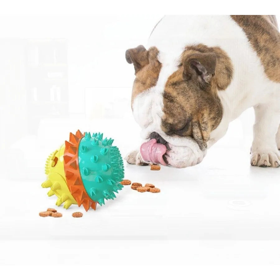 Pet Chew Toy Interactive Treat Toy Squeaky Bounce Toy with Rope for Aggressive Dog Chewers