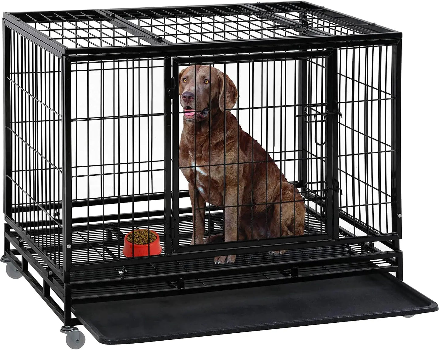Dog Crate Cage for Large Dogs Heavy Duty 48 Inches Dog Kennel Pet Playpen for Training Indoor Outdoor