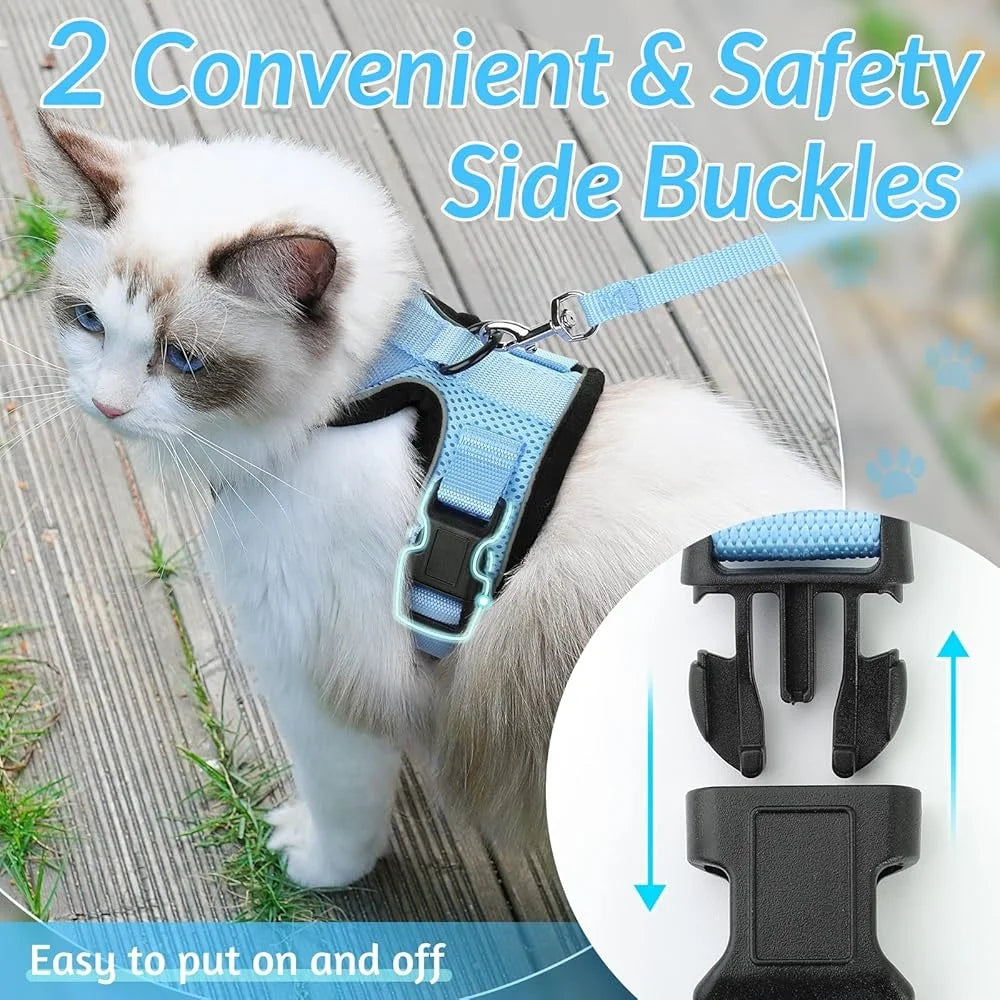 Escape Proof Cat Harness Leash Adjustable Soft Vest Breathable Reflective Strips Safety Jacket Outdoor Walking Training