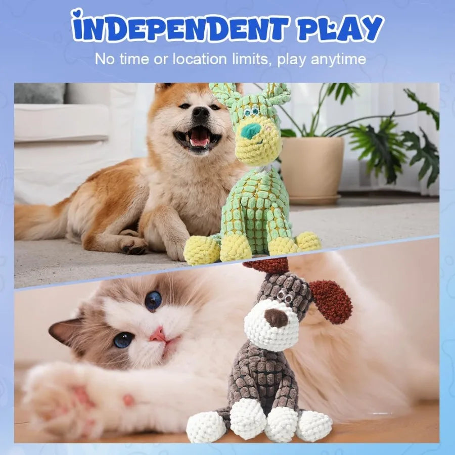 2025 Upgraded Dog Toys Indestructible Plush Dog Toy Dogs Toys for Aggressive Chewers Dogs Squeaky Chew Toy for Indoor Pups Teet