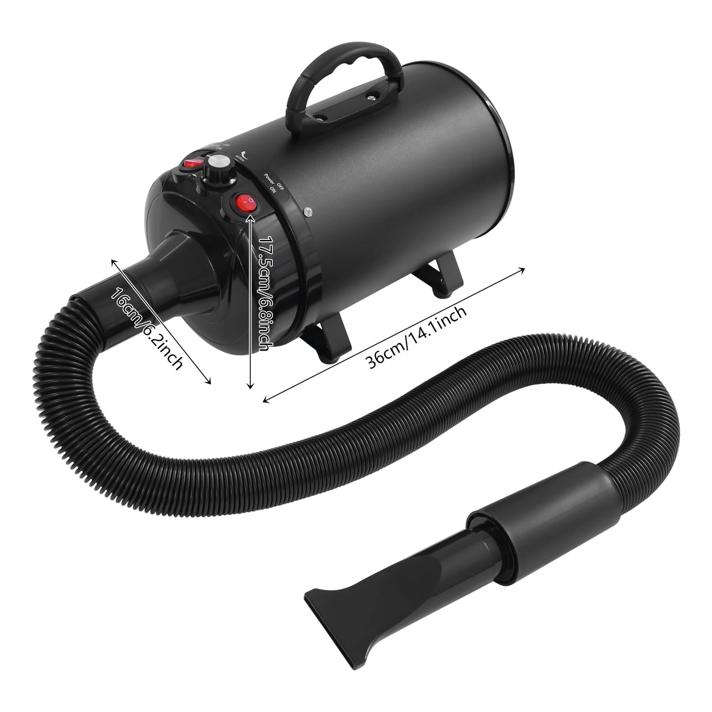 2200W Professional Pet Grooming Dryer, Adjustable Wind Speed, 4 Nozzles, Rust-resistant, Low Noise 55-70dB for Dogs/Cats