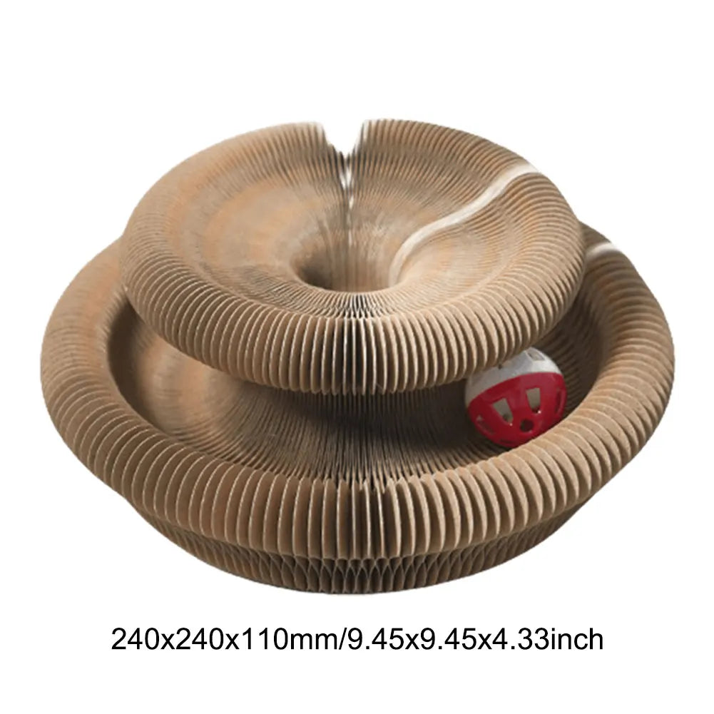 Magic Organ Cat Scratching Board Cat Grinding Claw Scratching Board Foldable Round Corrugated Cats Interactive Toys Pet Supplies