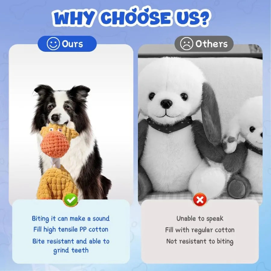 2025 Upgraded Dog Toys Indestructible Plush Dog Toy Dogs Toys for Aggressive Chewers Dogs Squeaky Chew Toy for Indoor Pups Teet