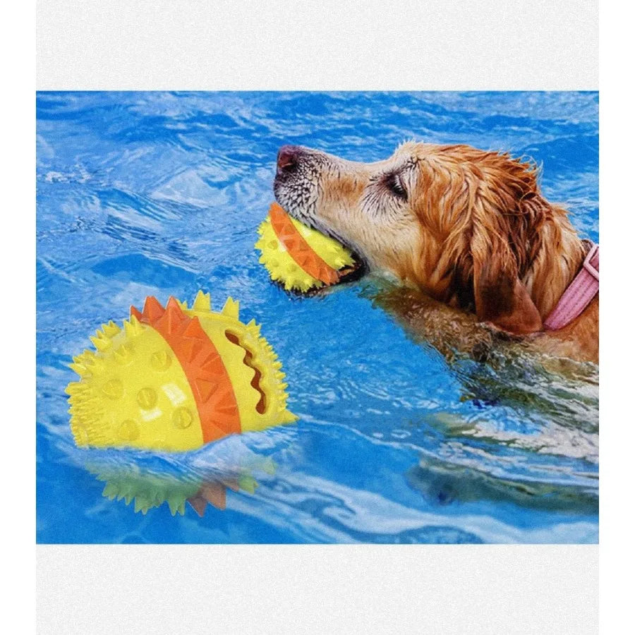 Pet Chew Toy Interactive Treat Toy Squeaky Bounce Toy with Rope for Aggressive Dog Chewers