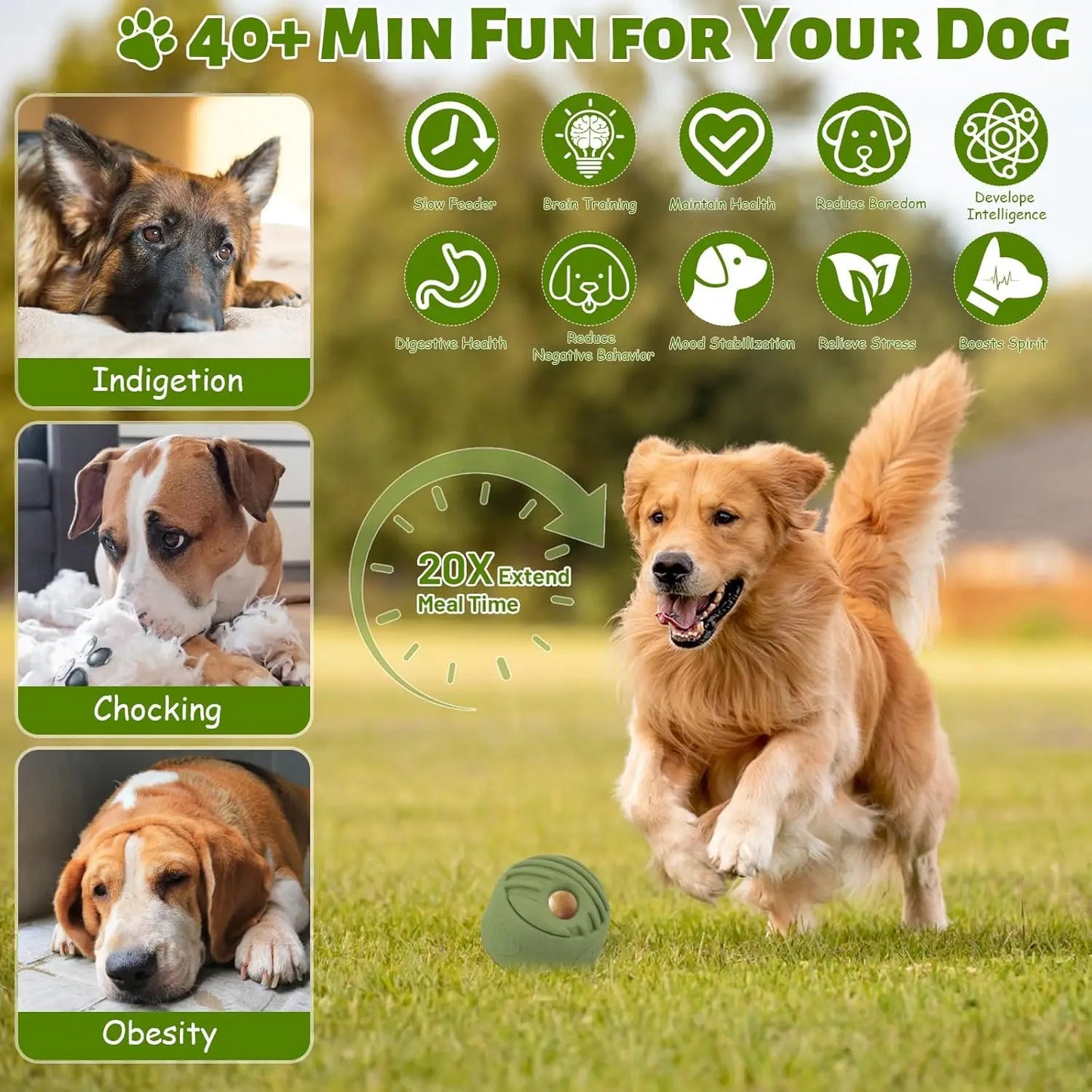 Dog Toy for Large Dogs 2PACK- Durable Freezable Rubber Chew Toy, Mint Scent,Easy to Clean, Long-Lasting, Low-Mess Design