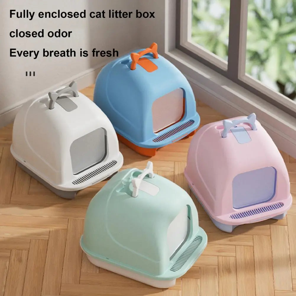 90 Degree Lift Cat Litter Box Spacious Enclosed Cat Litter Box with Lid Scoop Kitten Toilet Tray Easy to Clean Pet Supplies Cat