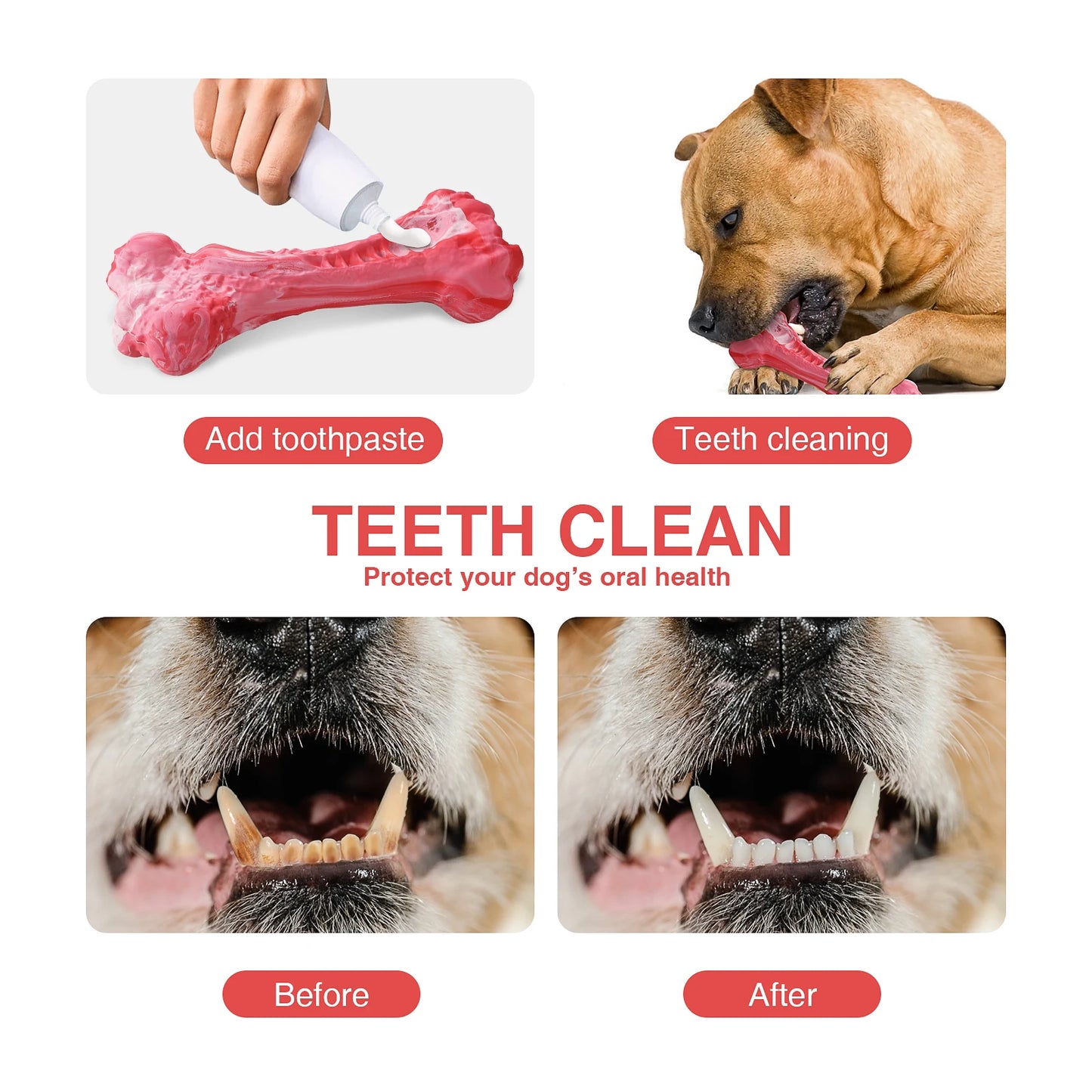 Pet Dog Bone Chew Toy for Chewers Treat Dispensing Durable Rubber Toothbrush Cleaning Toy Puppy Chewing Supplies Dog Accessories
