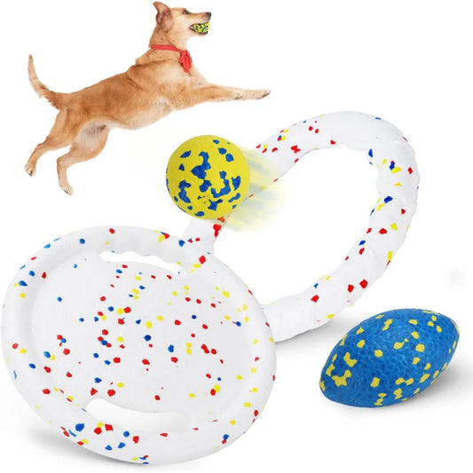 Nobleza Indestructible Fly Disc Ball Toy Set for Dog Pet, 2025 New Poncorn E-TPU Durable Puppy Fetch Outdoor Interactive Toy for