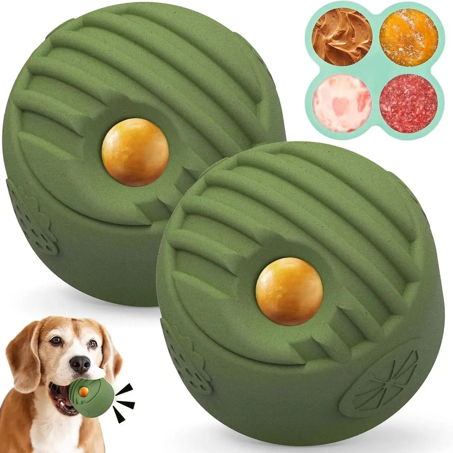 Dog Toy for Large Dogs 2PACK- Durable Freezable Rubber Chew Toy, Mint Scent,Easy to Clean, Long-Lasting, Low-Mess Design