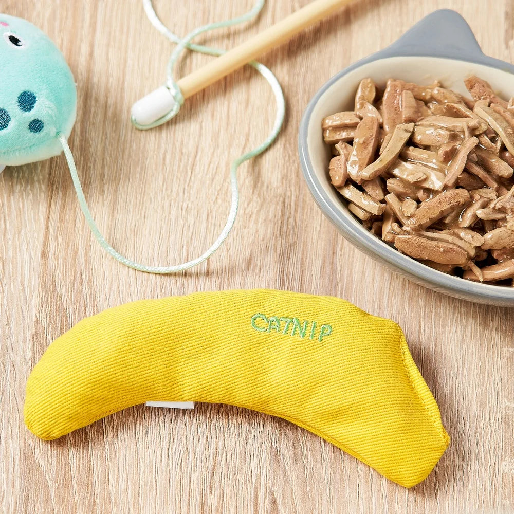 3 Pack Catnip Filled Banana Shaped Cat Toy Cats Kittens Durable Lightweight Soft Stress Relief Exercise Mental Stimulation