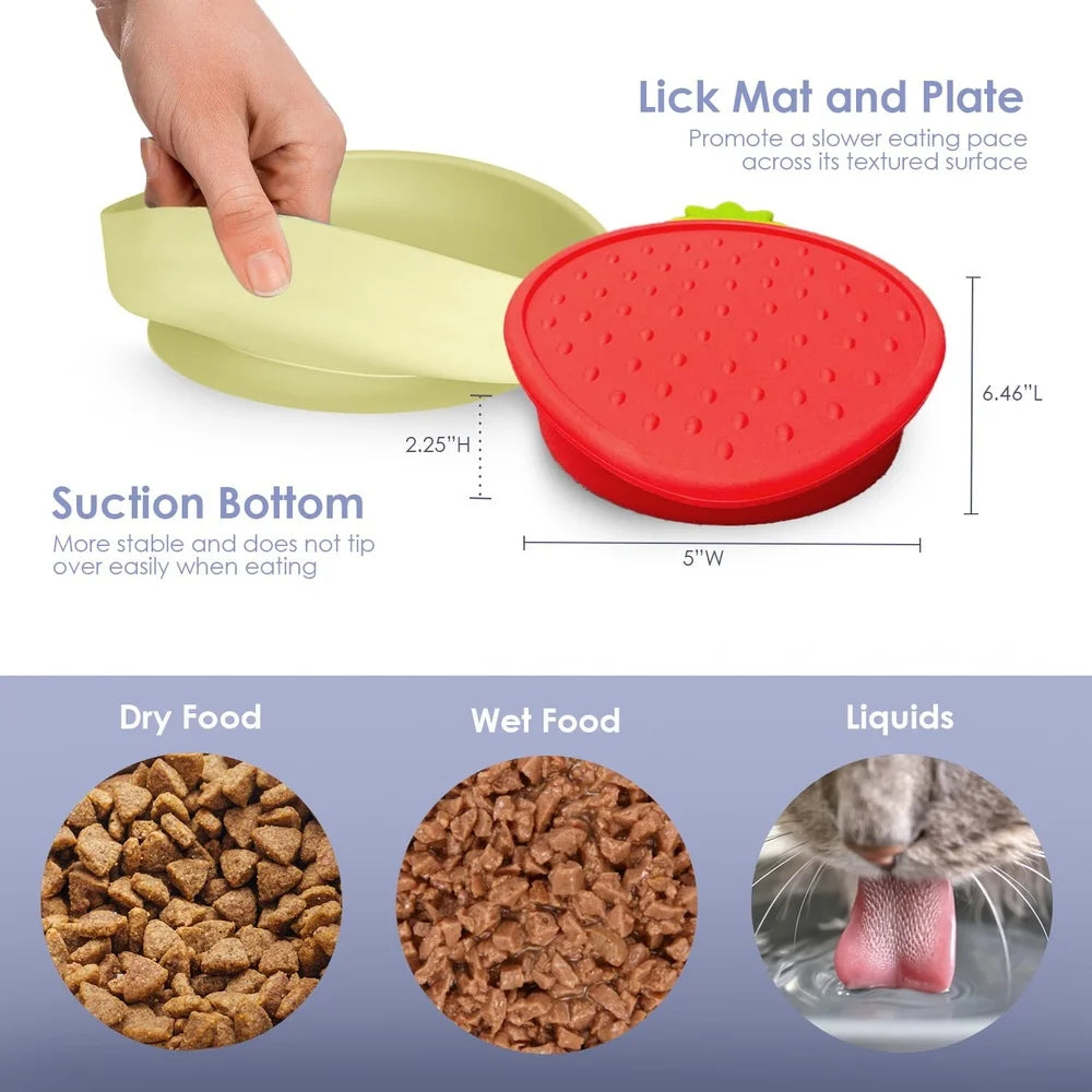 Flower-Shaped Silicone Pet Bowl Non-Slip Suction Base Dishwasher Safe Cats and Small Dogs Portable Easy Clean Durable Hygienic