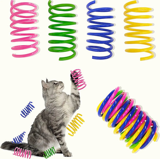 Colorful plastic spring cat toy, 30 piece set indoor cat spiral spring, interactive toy for cats and kittens