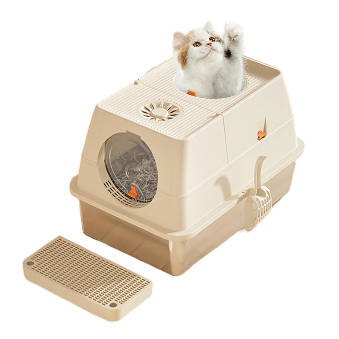 Stainless Steel Covered Litter Box, Top Entry Metal Litter Box for Cats,Proof Litter Boxes with Flip Cover, Removable Top