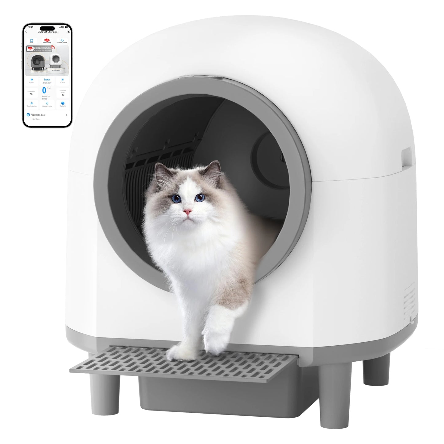 Automatic Cat Litter Box Self Cleaning,Smart Litter Box with Stairs, Safety Protection, 100L+10L APP-Control Cat Litter Boxes