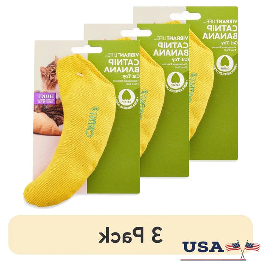 3 Pack Catnip Filled Banana Shaped Cat Toy Cats Kittens Durable Lightweight Soft Stress Relief Exercise Mental Stimulation