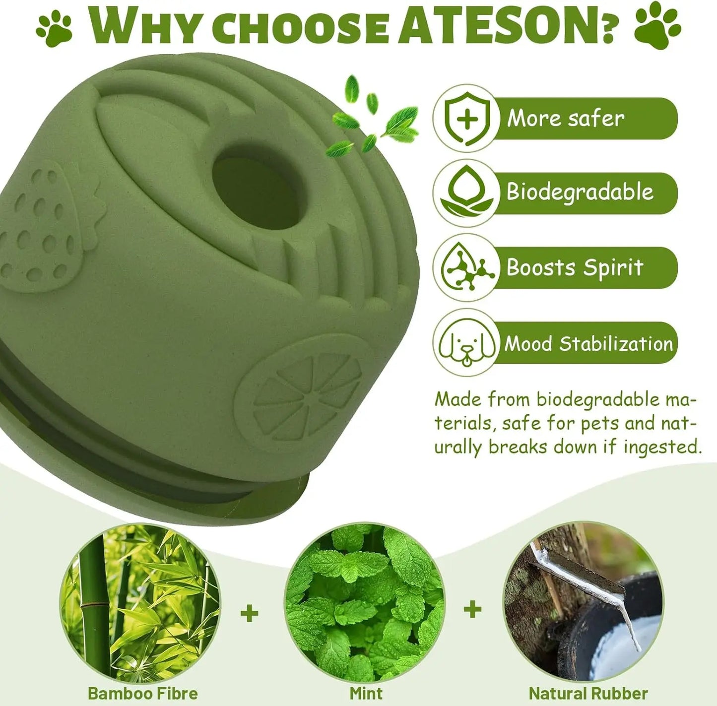 Dog Toy for Large Dogs 2PACK- Durable Freezable Rubber Chew Toy, Mint Scent,Easy to Clean, Long-Lasting, Low-Mess Design
