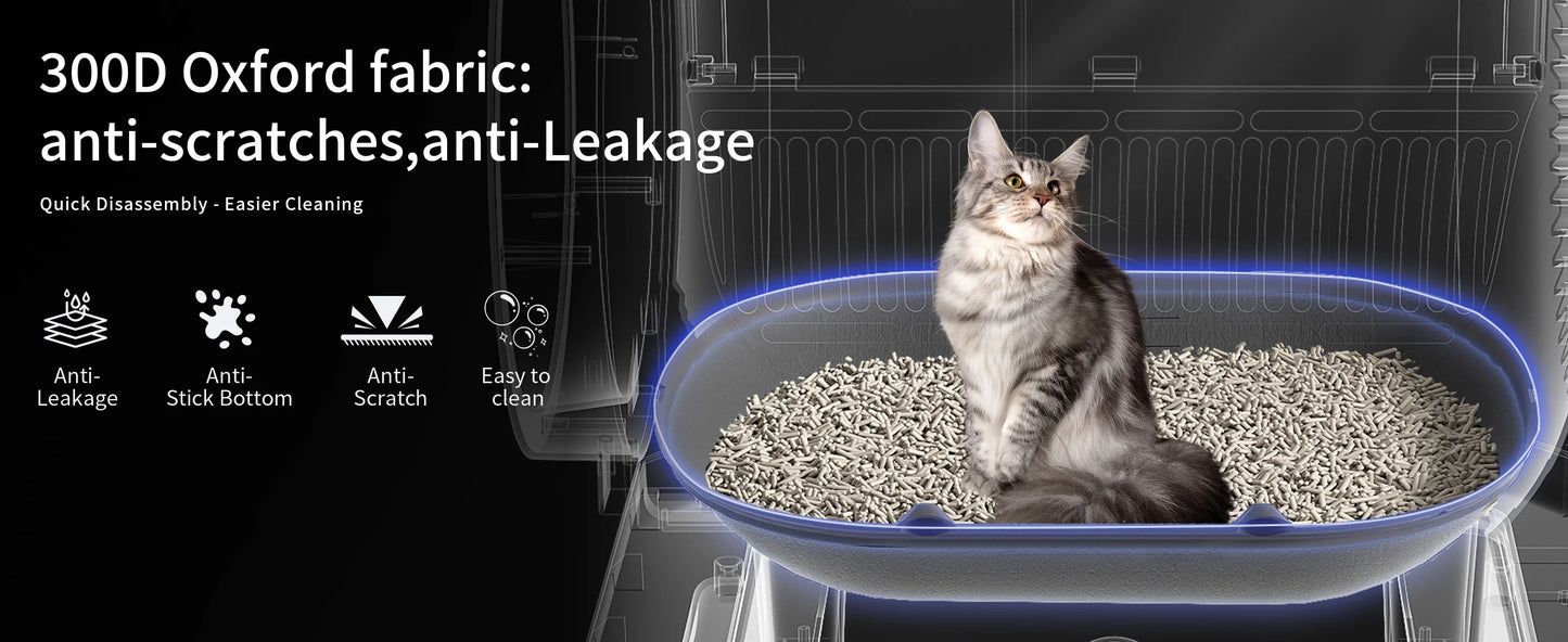 Automatic Cat Litter Box Self Cleaning,Smart Litter Box with Stairs, Safety Protection, 100L+10L APP-Control Cat Litter Boxes