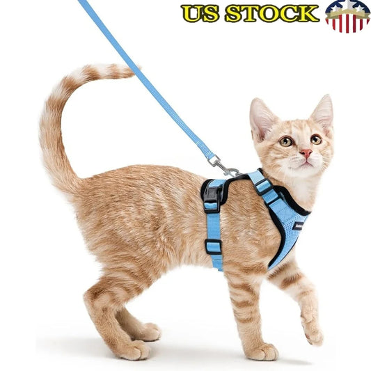 Escape Proof Cat Harness Leash Adjustable Soft Vest Breathable Reflective Strips Safety Jacket Outdoor Walking Training