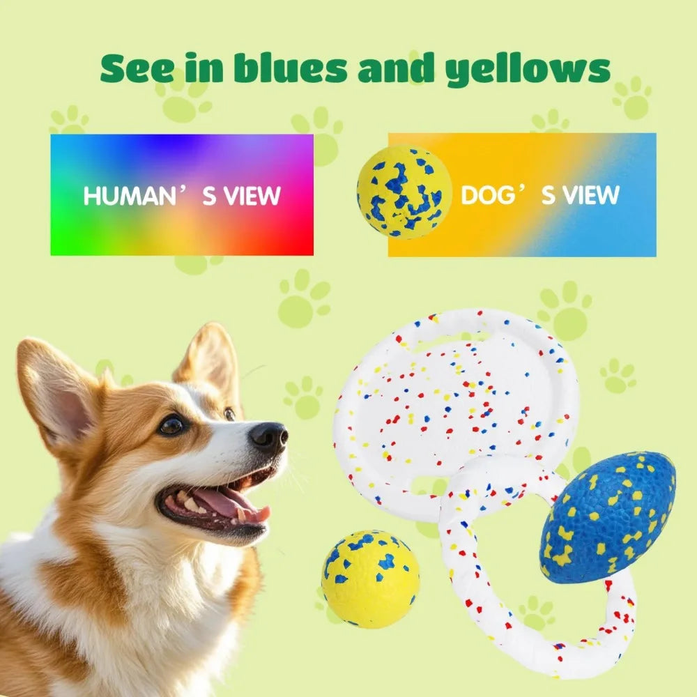 Nobleza Indestructible Fly Disc Ball Toy Set for Dog Pet, 2025 New Poncorn E-TPU Durable Puppy Fetch Outdoor Interactive Toy for