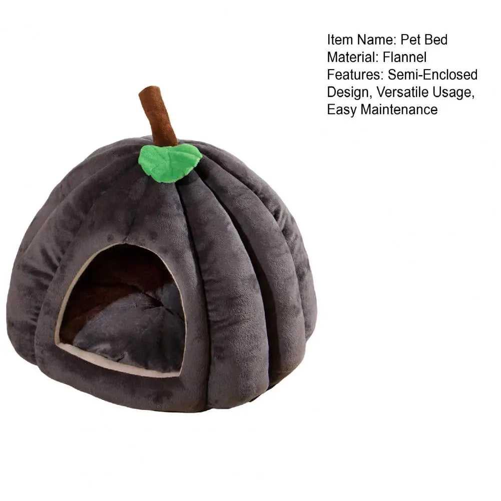 Semi-enclosed Pet Bed Cozy Semi-enclosed Pumpkin Pet Bed for Cats Dogs Comfort Cat House with Removable Cushion Pillow Cute