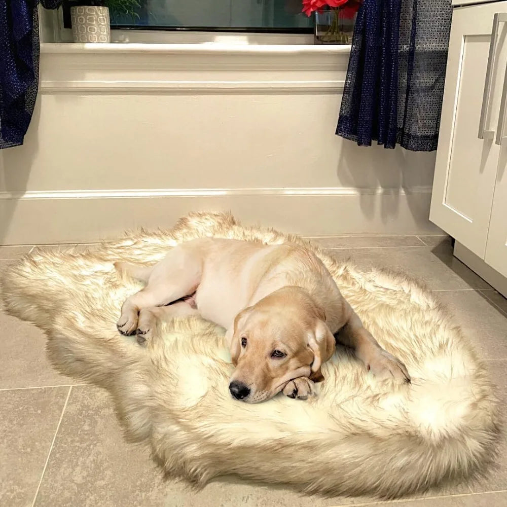 Luxury Faux Fur Orthopedic Memory Foam Dog Bed for Small to XL Pets, Plush Pet Rug with Warmth and Comfort