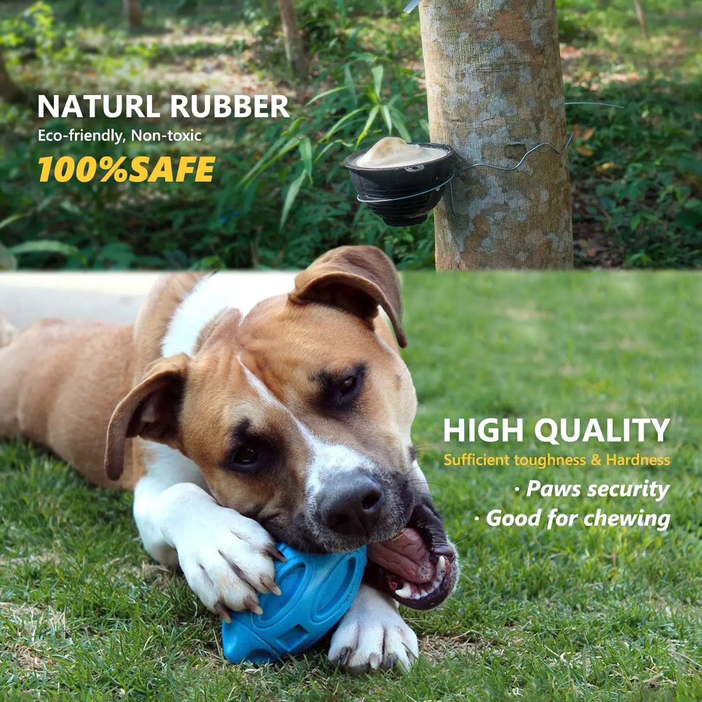 Indestructible Rubber Squeaky Chew Ball for Aggressive Medium/Large Dog Chewers, Durable Pet Toy