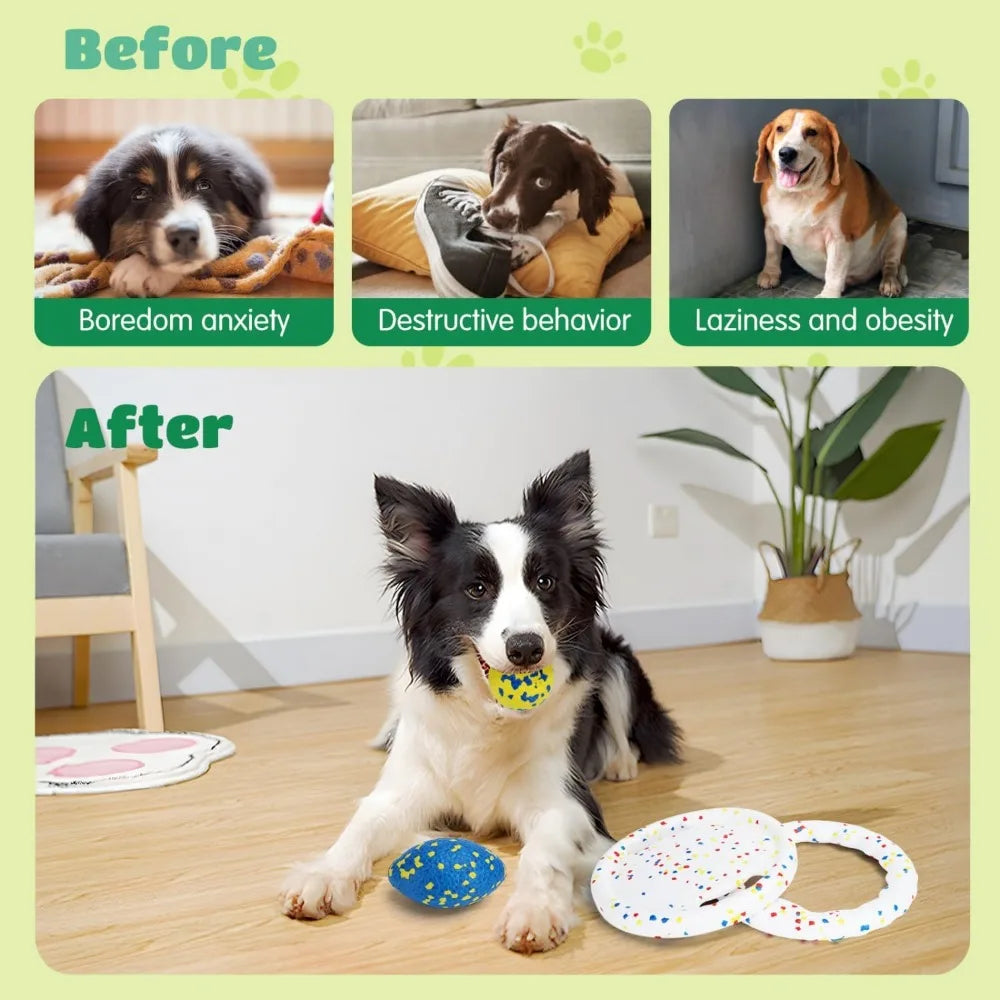 Nobleza Indestructible Fly Disc Ball Toy Set for Dog Pet, 2025 New Poncorn E-TPU Durable Puppy Fetch Outdoor Interactive Toy for