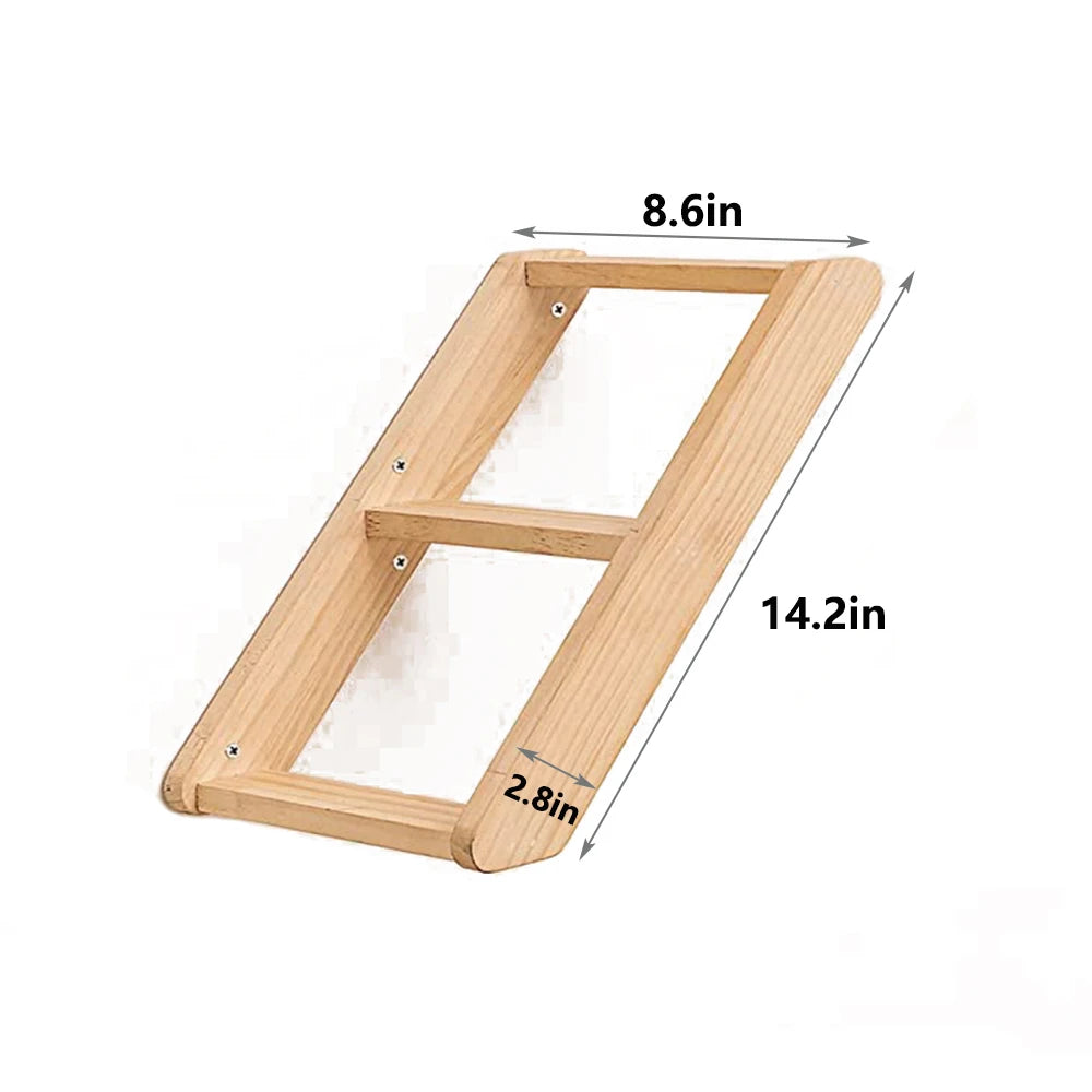 Cat Shelf Wall Hammock Climbing Shelves Moon Shaped And Perches Ladder Solid Wood Steps For Activity Indoor Cats Wall Furniture