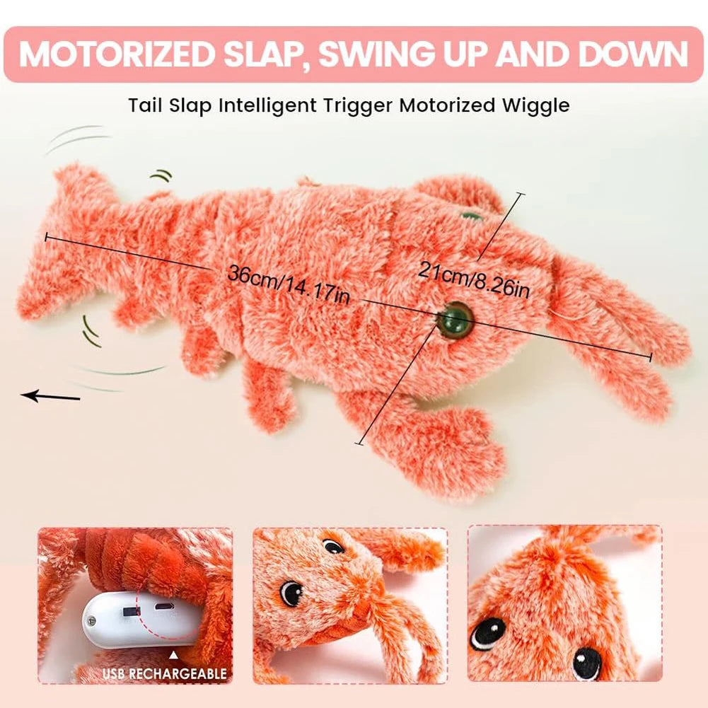 1/2/3 Cat Toys Electric Lobster USB Rechargeable Simulation Jumping Shrimp Plush Electric Pet Teasing Cat Dogs Toys Pet Supplies