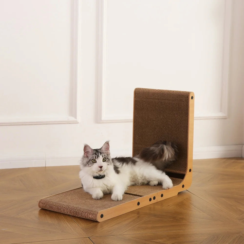 L Shape Cat Scratcher Durable Replaceable Scratching Pad with Catnip Toy Balls Engaging Scratching Experience Cats