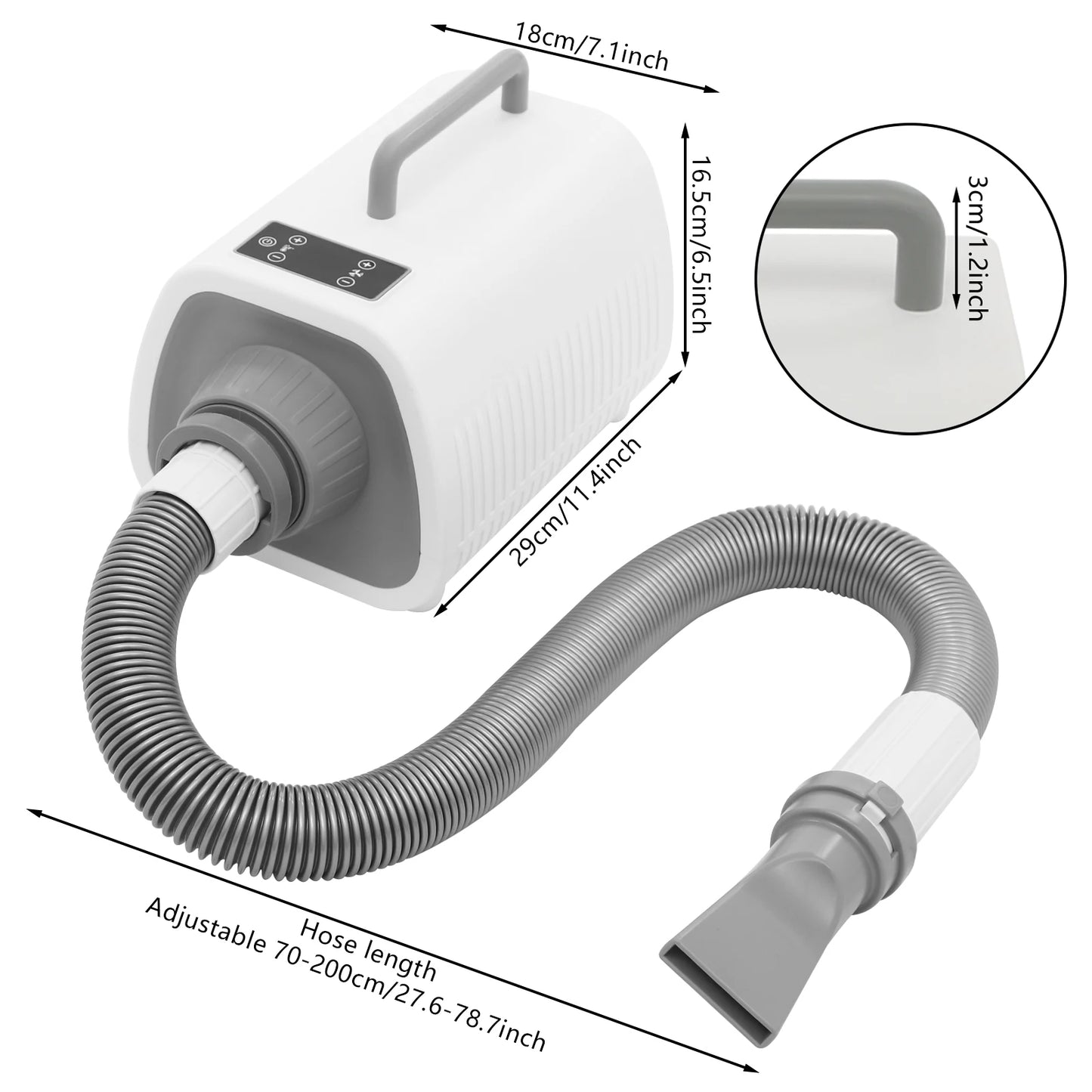 2100W Dog Grooming Blow Dryer Hair Dryer With Handles 9 Speed Adjustment (77-140℉) Led Display 3 Nozzles For Dogs