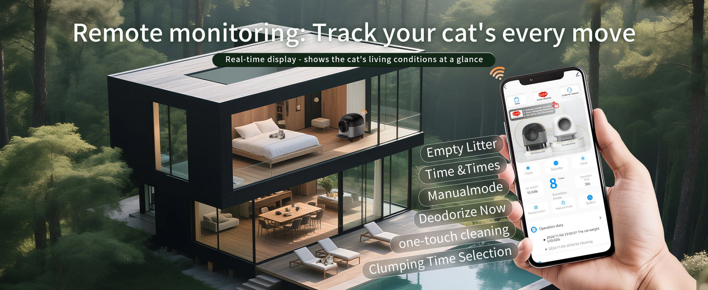 Automatic Cat Litter Box Self Cleaning,Smart Litter Box with Stairs, Safety Protection, 100L+10L APP-Control Cat Litter Boxes