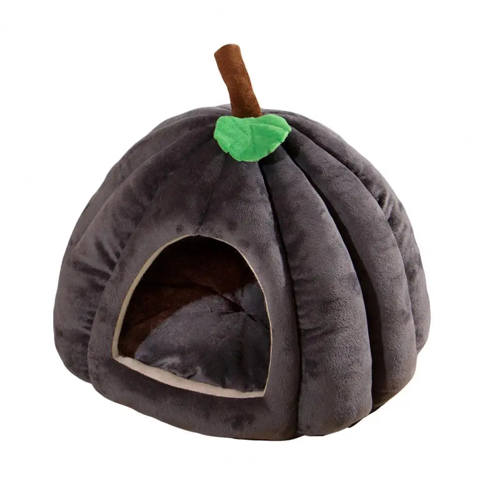 Semi-enclosed Pet Bed Cozy Semi-enclosed Pumpkin Pet Bed for Cats Dogs Comfort Cat House with Removable Cushion Pillow Cute