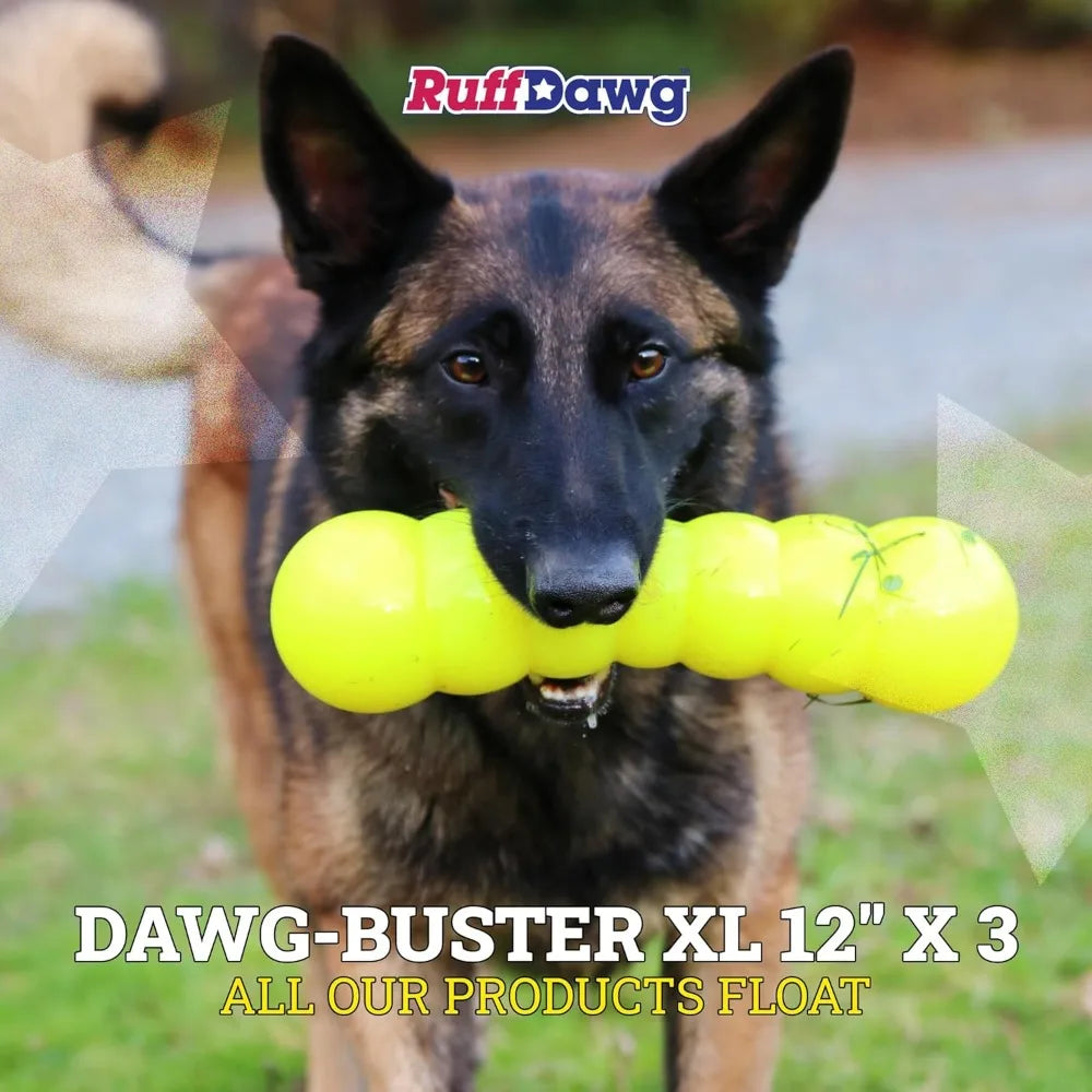 Ruff Dawg Dawg-Buster XL – Durable Dog Toy – Large, Tough Fetch Toy for Aggressive Chewers – High-Visibility Neon Colors – Float