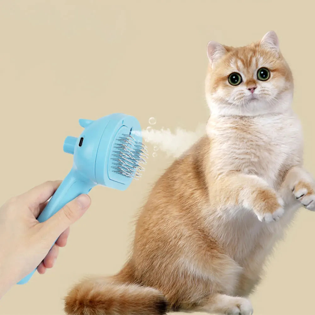 Cat Grooming Brush with Release Button Massage Grooming Brush Rechargeable Spray Cat Brush for Long and Short Hair Dogs and Cats