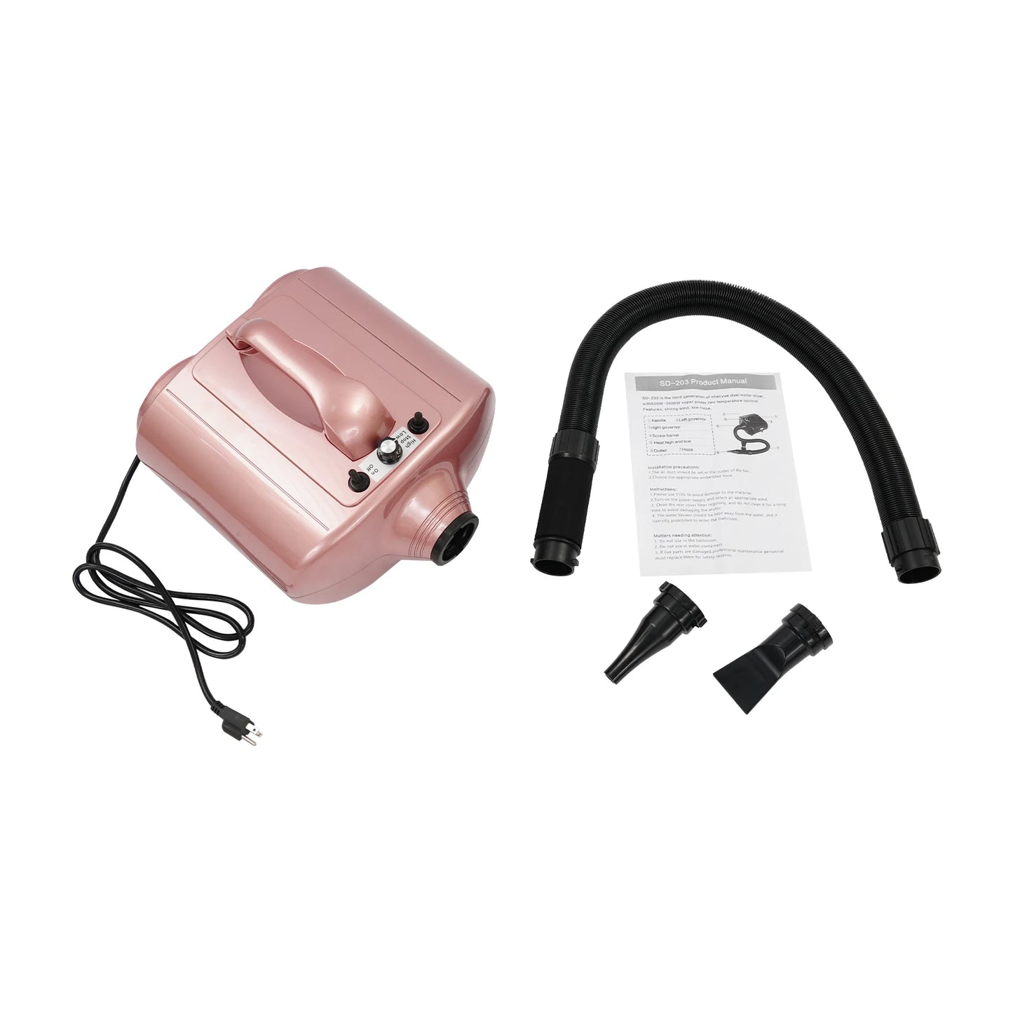 Dog Dryer Pet Hair Blower Pet Grooming Hair Dryer Dog Dryer 3600W Dual Motor Adjustable Speed Temperature 2 Nozzles Low Noise