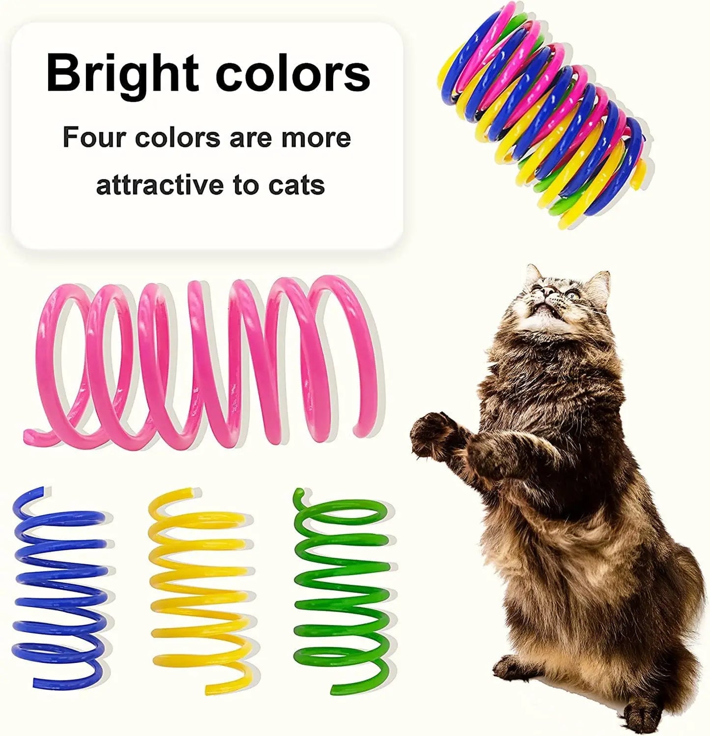 Colorful plastic spring cat toy, 30 piece set indoor cat spiral spring, interactive toy for cats and kittens