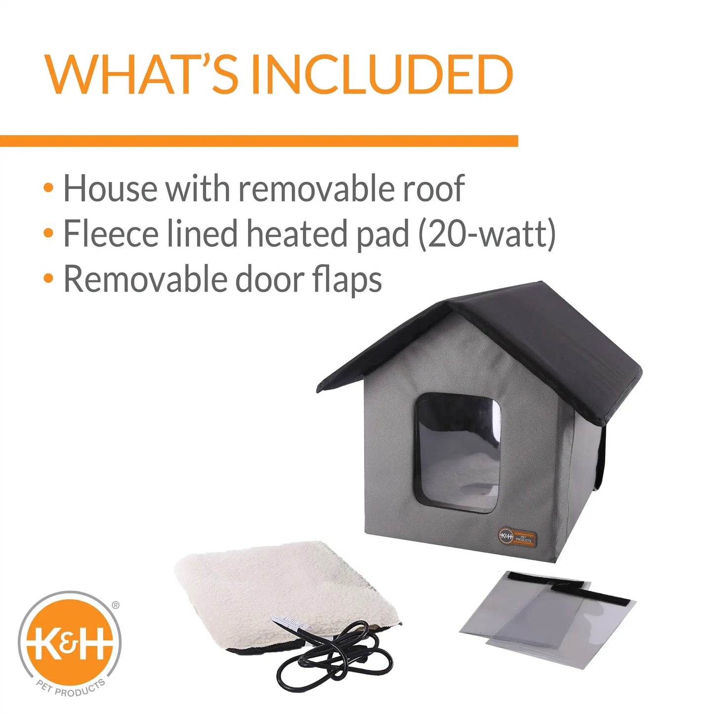 Pet Products Outdoor Heated Kitty House Cat Shelter Gray/Black 19 X 22 X 17 Inches