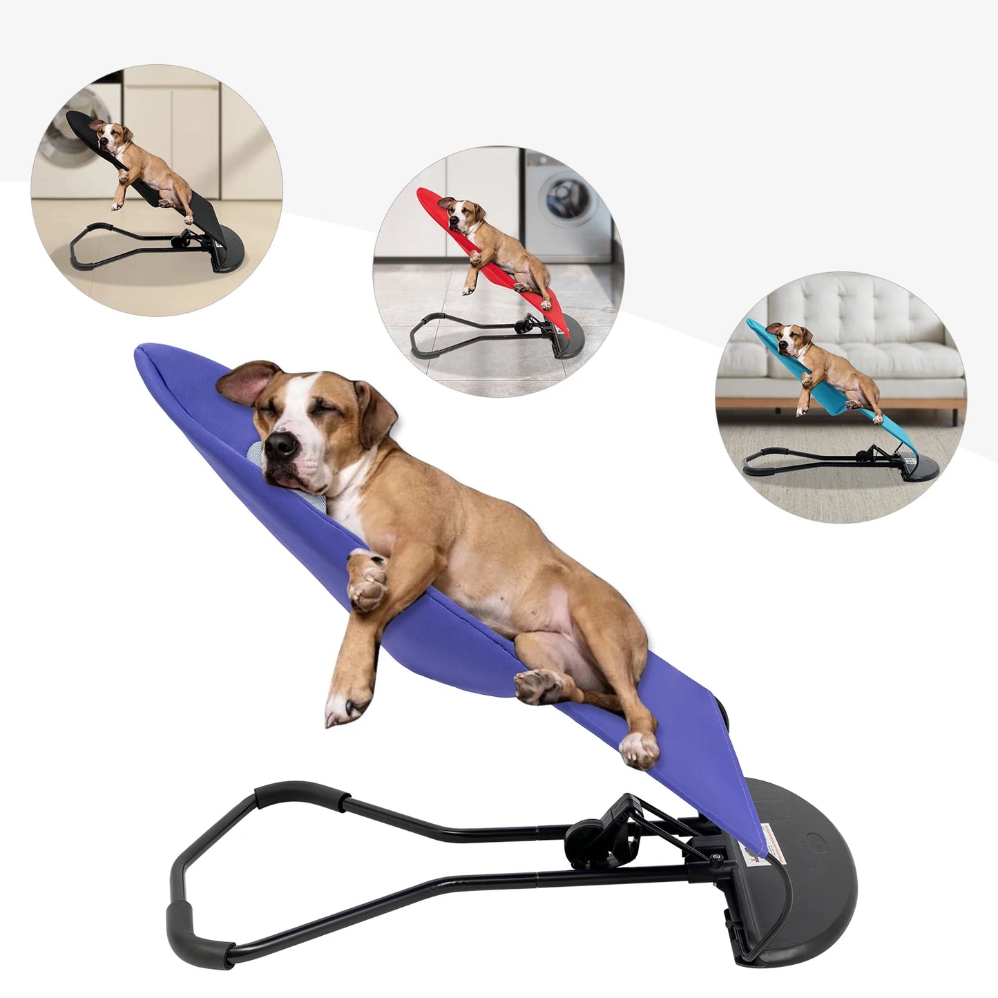 Pet Rocking Chair, Stainless Steel Bracket, Height Adjustable,  Foldable, Portable Puppy Rocker Bed with Anti-slip Pads for Home