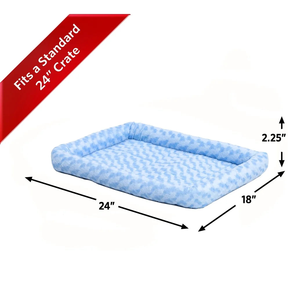 Comfortable Pet Bed Dogs Cats 24 Inch Crate Mat Plush Bolster Cushion Machine Washable Travel Friendly Ideal Crates Carriers