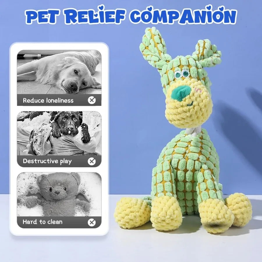 2025 Upgraded Dog Toys Indestructible Plush Dog Toy Dogs Toys for Aggressive Chewers Dogs Squeaky Chew Toy for Indoor Pups Teet