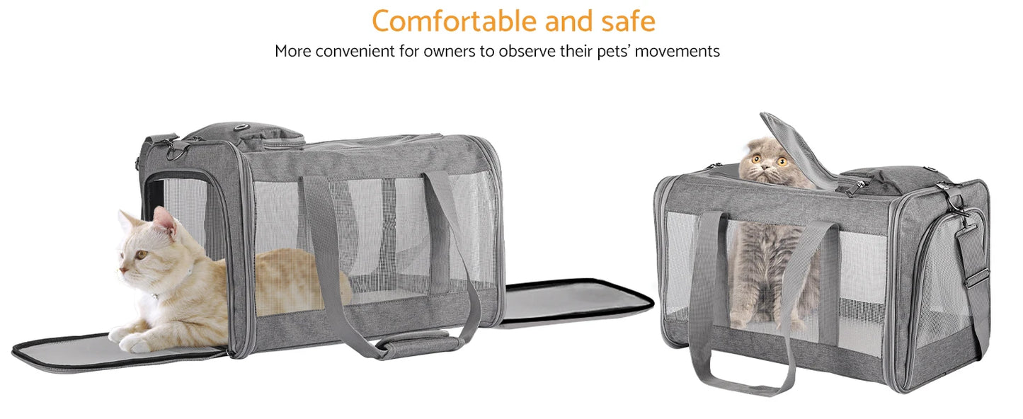 Airline Approved Pet Carrier for Cats Dogs Soft Travel Bag with Breathable Honeycomb Board,Removable Support Board for Vet