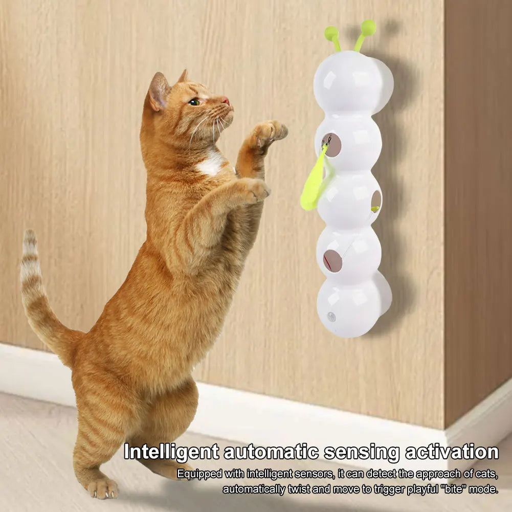 Caterpillar Interactive Cat Toy Motion Activated Kitten Toy with Tail Automatic Cat Toy for Bored Indoor Cats