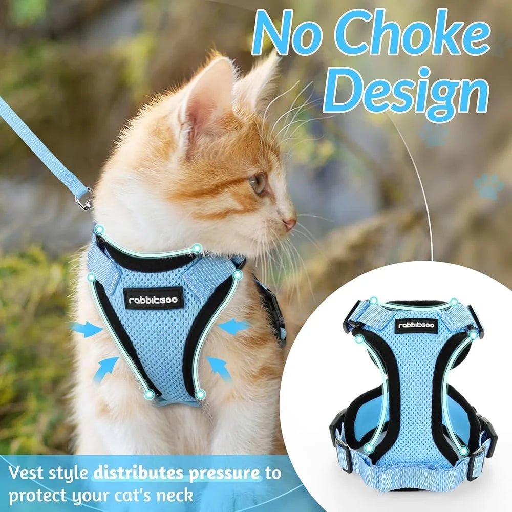 Escape Proof Cat Harness Leash Adjustable Soft Vest Breathable Reflective Strips Safety Jacket Outdoor Walking Training