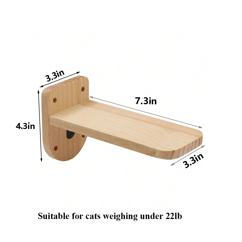 Cat Shelf Wall Hammock Climbing Shelves Moon Shaped And Perches Ladder Solid Wood Steps For Activity Indoor Cats Wall Furniture