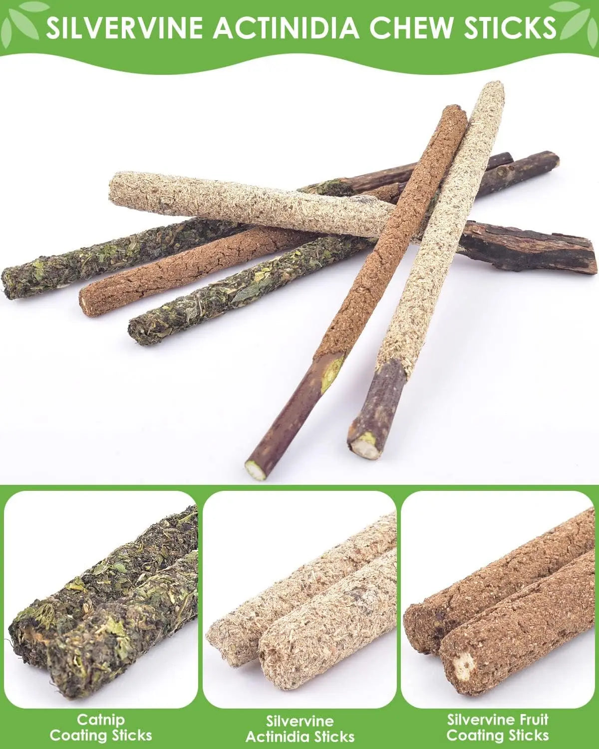 Cat gritting toy, 12 packs of natural silver vine sticks, used for cat tooth cleaning, dental care, and appetite enhancement